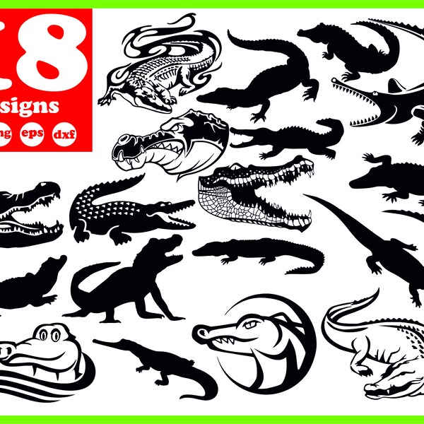 Crocodile svg file Alligator digital Wildlife download Reptile silhouette vector decal for cricut clipart bundle vinyl stickers images dxf