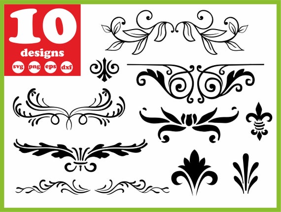 Download Ornaments Svg File Decorative Vine Vector Floral Decal Divider Etsy