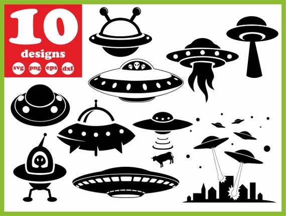 Buy UFO Svg File Alien Digital Space Download Silhouette Vector.