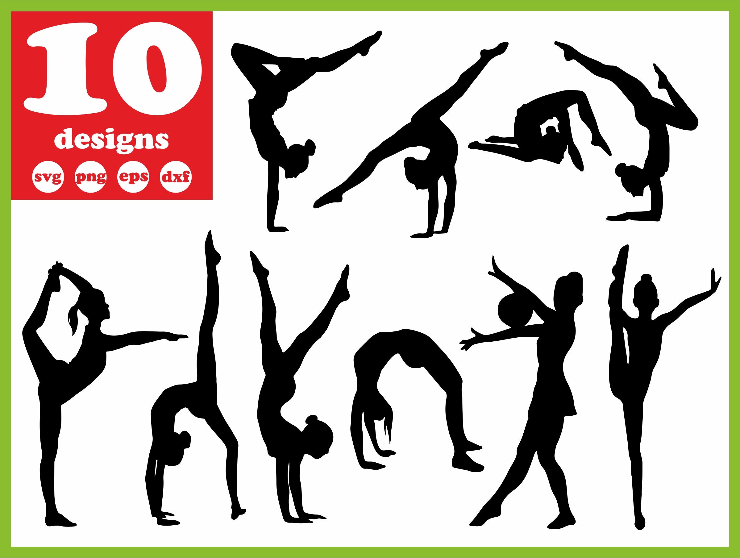 Gymnast svg file Sport digital download silhouette vector | Etsy