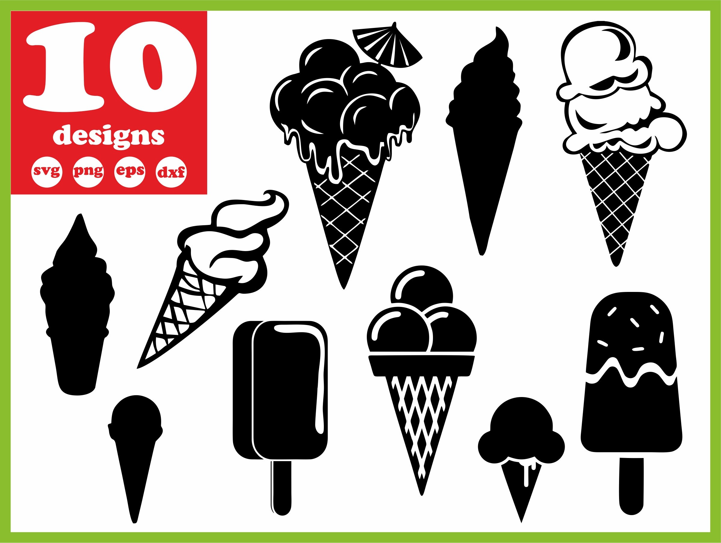 Cute Sweet Ice Cream SVG PNG Digital File Clipart Instant Download Cut File  for Cricut and Silhouette Full Stencil Sublimation Graphics