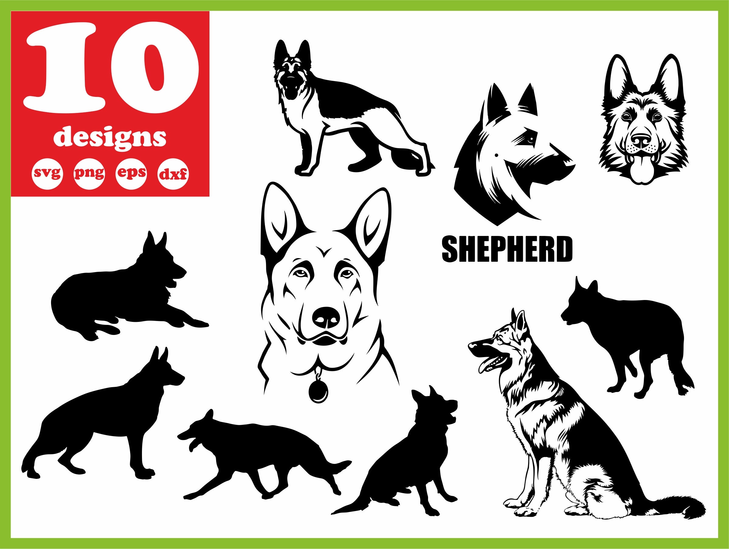 Download German Shepherd Svg File Dog Face Digital K 9 Download Silhouette Vector Decal For Cricut Clipart
