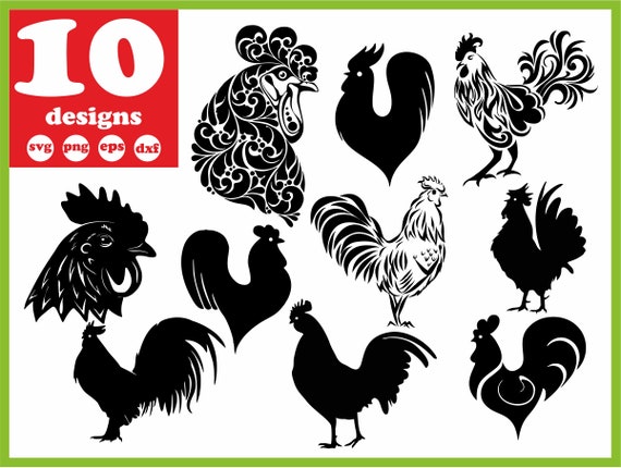 Download Cock Svg File Rooster Digital Shicken Download Bird Silhouette Etsy