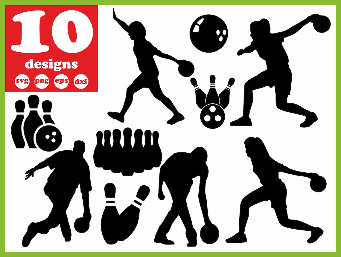 Bowling Svg File Ball Digital Pin Download Silhouette Vector - Etsy