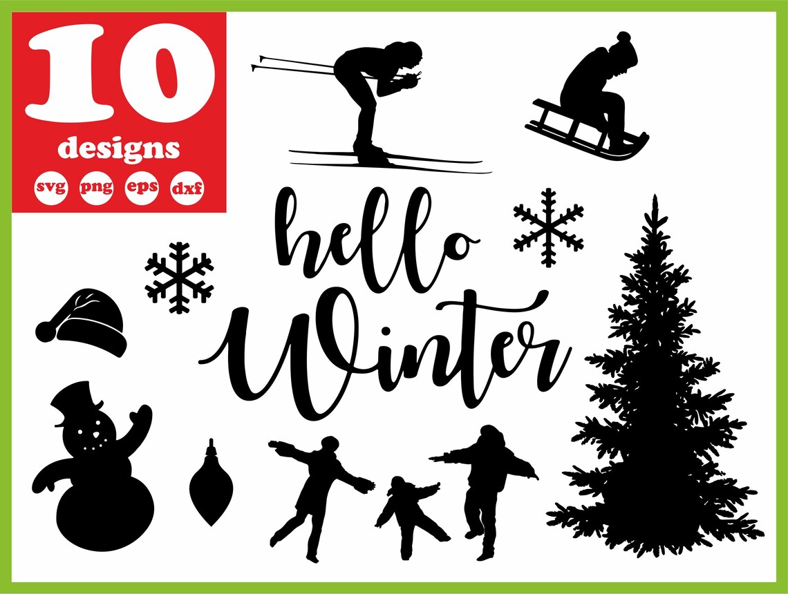 Winter Svg File Digital Snow Download Snowflake Silhouette Etsy UK