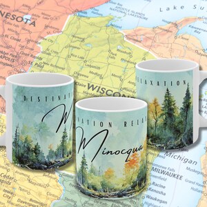 Wisconsin Lakes Bucket List 15oz Mug by Retro Boater Wisconsin Lakes Bucket List 15oz Mug by Retro Boater
