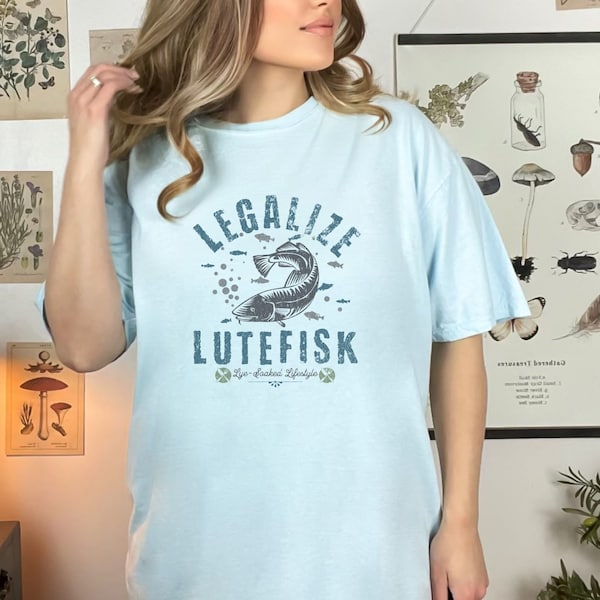 Funny Norwegian Heritage Lutefisk T-Shirt, Wisconsin Minnesota Humor, Foodie Humor Shirt Scandanavian, Gift for Dad, Food Adventurer Tee