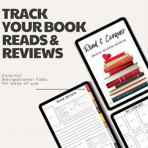 Digital Book Tracker Journal | Reading Habit Tracker | Digital Book Review Tracker for Goodnotes in Minimalistic Design with Easy Navigation