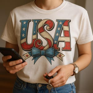 USA American Flag Bow, Fourth of July PNG, Patriotic PNG, Sublimation Design, Digital Download