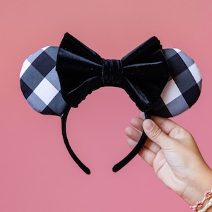 Buffalo Check Disney Ears, Minnie Mouse Ears, Checkered Disney Ears, Disney Ears, Disney Headband, Disney Parks, Black Checkered Ears