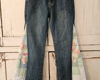 Vintage Quilt Jeans mit eingearbeiteten Beinen