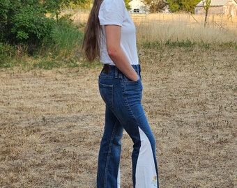 Vintage Leinen Jeans mit Tonnenbeinen