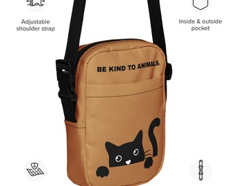 Black Cat Crossbody Bag - Be Kind To Animals Advocate Gift