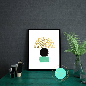 Mid Century Modern prints, Gold, Black, & Teal Art, Digital prints, Wall Decor, Minimal Abstract, Digital Download, Bedroom Decor