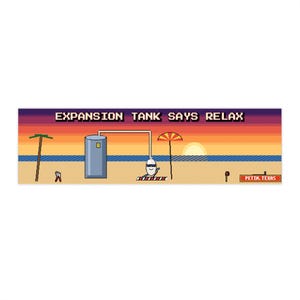 Expansion Tank Says Relax Truck Decal, Pixel Art Plumber Bumper Sticker, Funny Plumber Gift, Petin Texas Souvenir (2 Sizes)