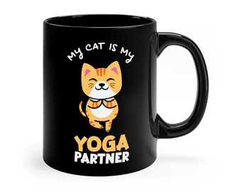 Funny Cat Yoga Partner Mug, Cat Lover Gift