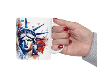 Taza con la bandera estadounidense, Estatua de la Libertad, EE. UU., Cuatro de Julio, Regalo Patriótico