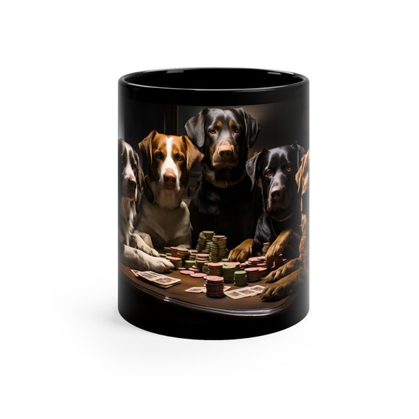 Dogs Playing Poker Mug, Labs at Cards Table, Dog Lovers Gift