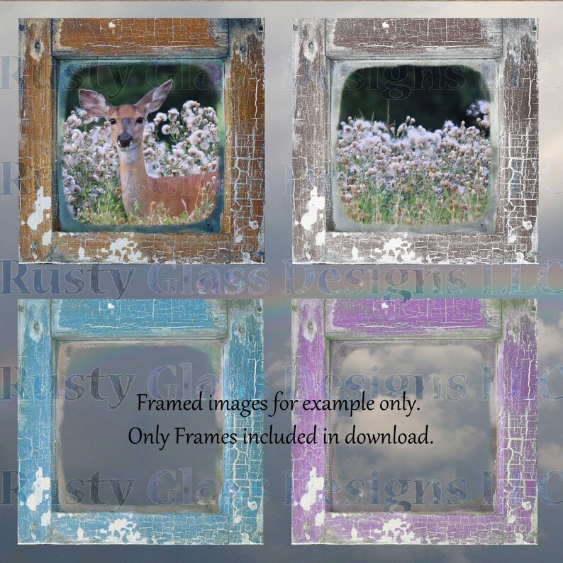 Digital Frames Set, painted Windows / Scrapbooking / Wood Frames