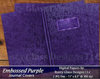 Digital Journal Covers, "Embossed Purple" / Printable Papers / Junk Journal pages / Junk Journal Cover / Journaling / Digital Bookcover