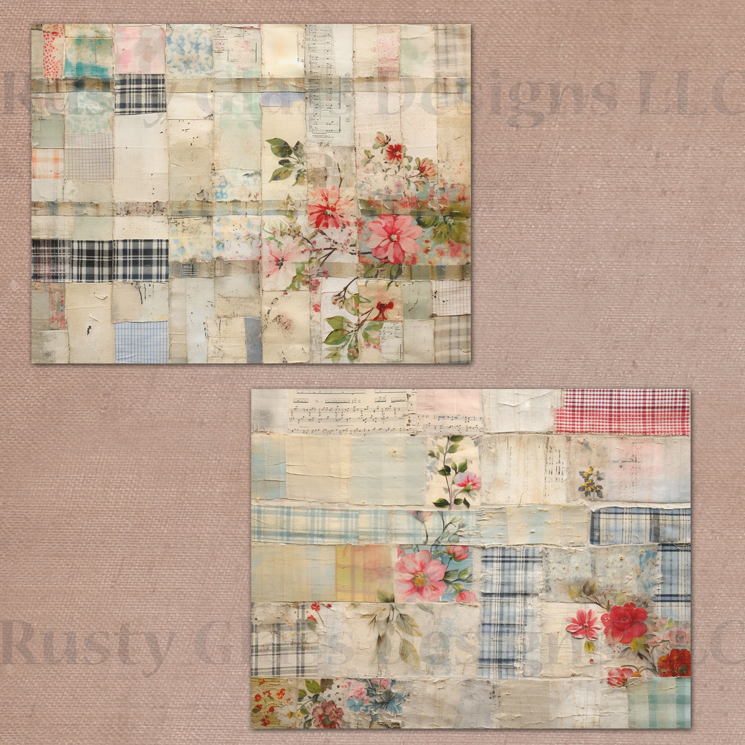 Pink Mixed Media Collage Journal Pages / Printable Junk Journal Pages