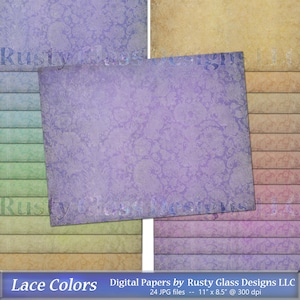 Papel digital con colores de encaje / Páginas de diario estilo shabby chic, fondos de pantalla (descarga digital)