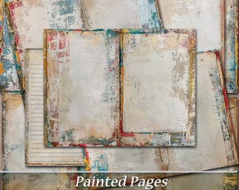 Painted Junk Journal Pages, Colorful Grunge Designs (Digital Download)