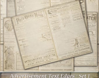 Antique Advertising Junk Journal Pages, Neutral Ephemera (Digital Download)