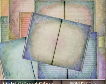 Colorful Grunge Junk Journal Pages, Shabby Chic (Digital Download)