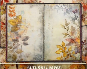 Autumn Botanical Junk Journal Pages, Printable Fall Scrapbook (Digital Download)