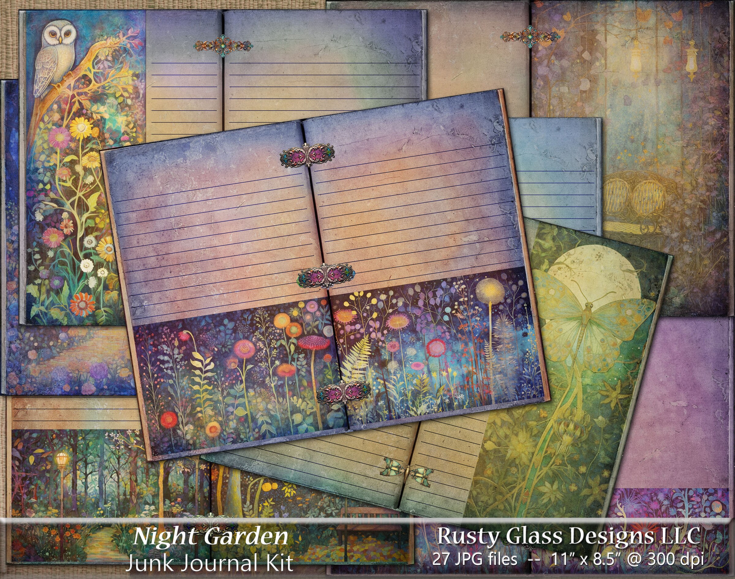 Night Garden Junk Journal Kit / Printable Journal / Blank and Lined ...