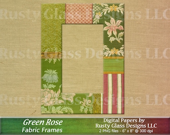 Moldura Digital / Tecidos Rosa Verde / Moldura para Impressão / Moldura Digital / Moldura Digital / Moldura para Scrapbook / Moldura para Retrato