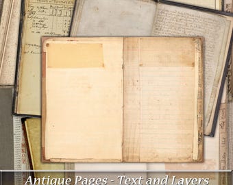 Antique Journal Pages, Textures Layers, Grunge Ephemera (Digital Download)