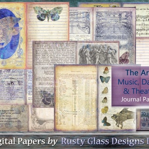 Digitale dagboekpagina's, "The Arts: Music, Dance & Theater" / Digital Papers / Junk Journal-pagina's / Digital Paper-pakket / digitale ephemera