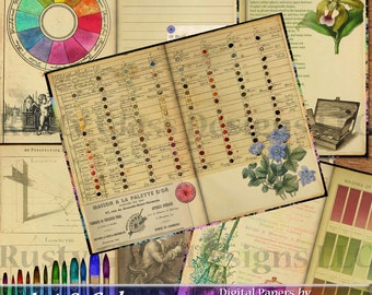 Digital Journal Pages, "Art & Color" / Digital Papers / Junk Journal pages / Printable Paper / Printable Journal / Art journal / Paper pack