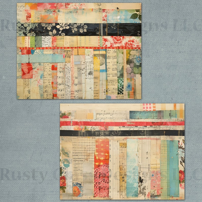 Digital Collage Background Journal Paper, Printable Junk Journal Pages ...