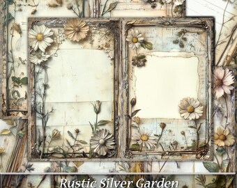 Rustic Floral Junk Journal Pages, Shabby Chic Garden Theme (Digital Download)