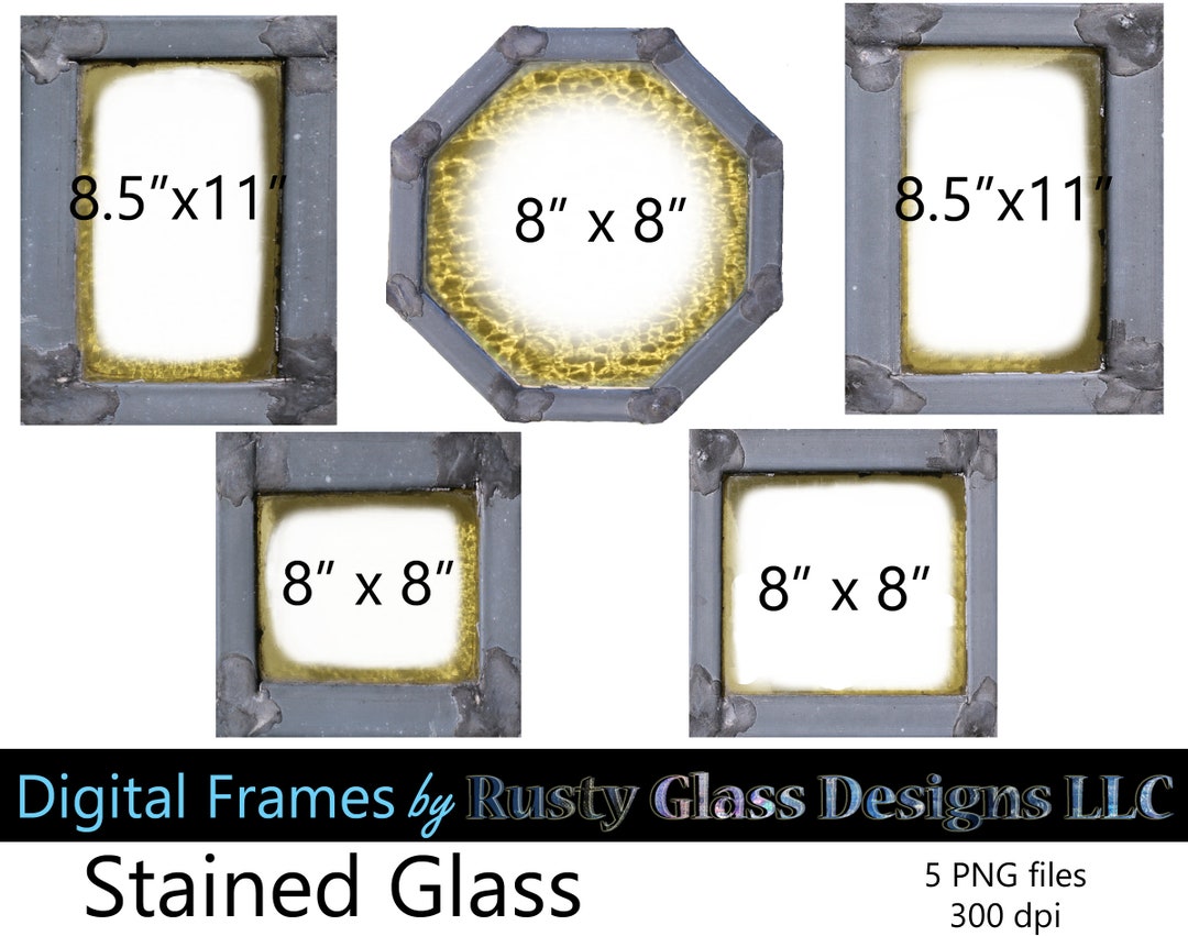 Digital Frames Set, stained Glass / Digital Frames / Scrapbooking
