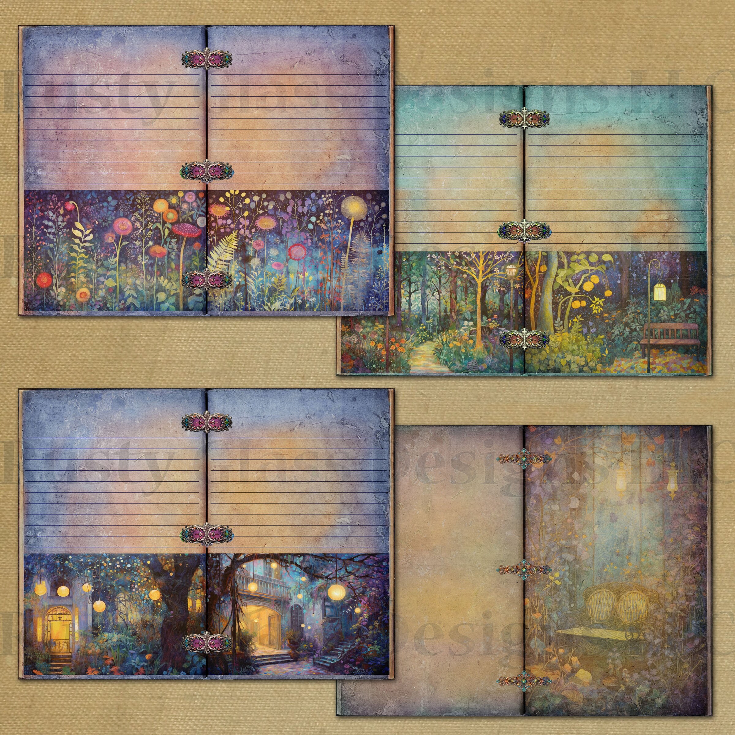 Night Garden Junk Journal Kit / Printable Journal / Blank and Lined ...