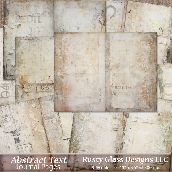 Abstract Text Journal Pages / Printable Junk Journal / White Neutral Journal Paper / Junk Journal Pages