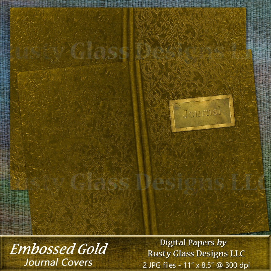 Printable Journal Covers, Embossed Gold Junk Journal Covers, Printable