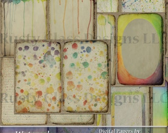 Druckbare Aquarell Junk Journal Seiten, Regenbogen Journal, Buntes Junk Journal, Mehrfarbiges druckbares Junk Journal Papier, blank und liniert