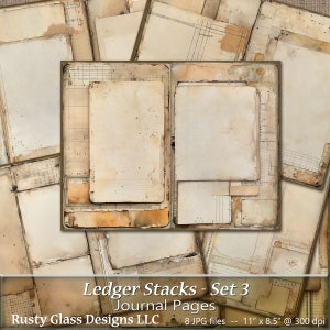 Ledger Stacks Junk Journal Seiten, Set 3, Druckbare Journal Seiten, Grungy Shabby Basic Journal Seiten, Neutrales Schichtpapier Journal Papier