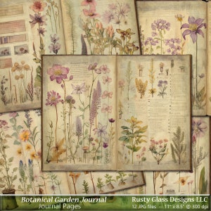 Botanischer Garten Journal Seiten / Junk Journal zum Ausdrucken / Botanisches Feld Journal / Blumen Garten Journal Papier / Junk Journal Seiten