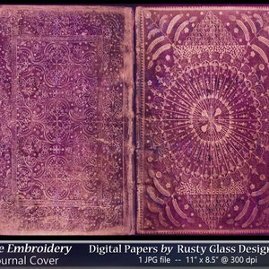 Digitales Journal Cover / Rose Stickerei Cover / Journal Cover / Junk Journal Cover / Journaling / Bucheinband / druckbares Journal Cover
