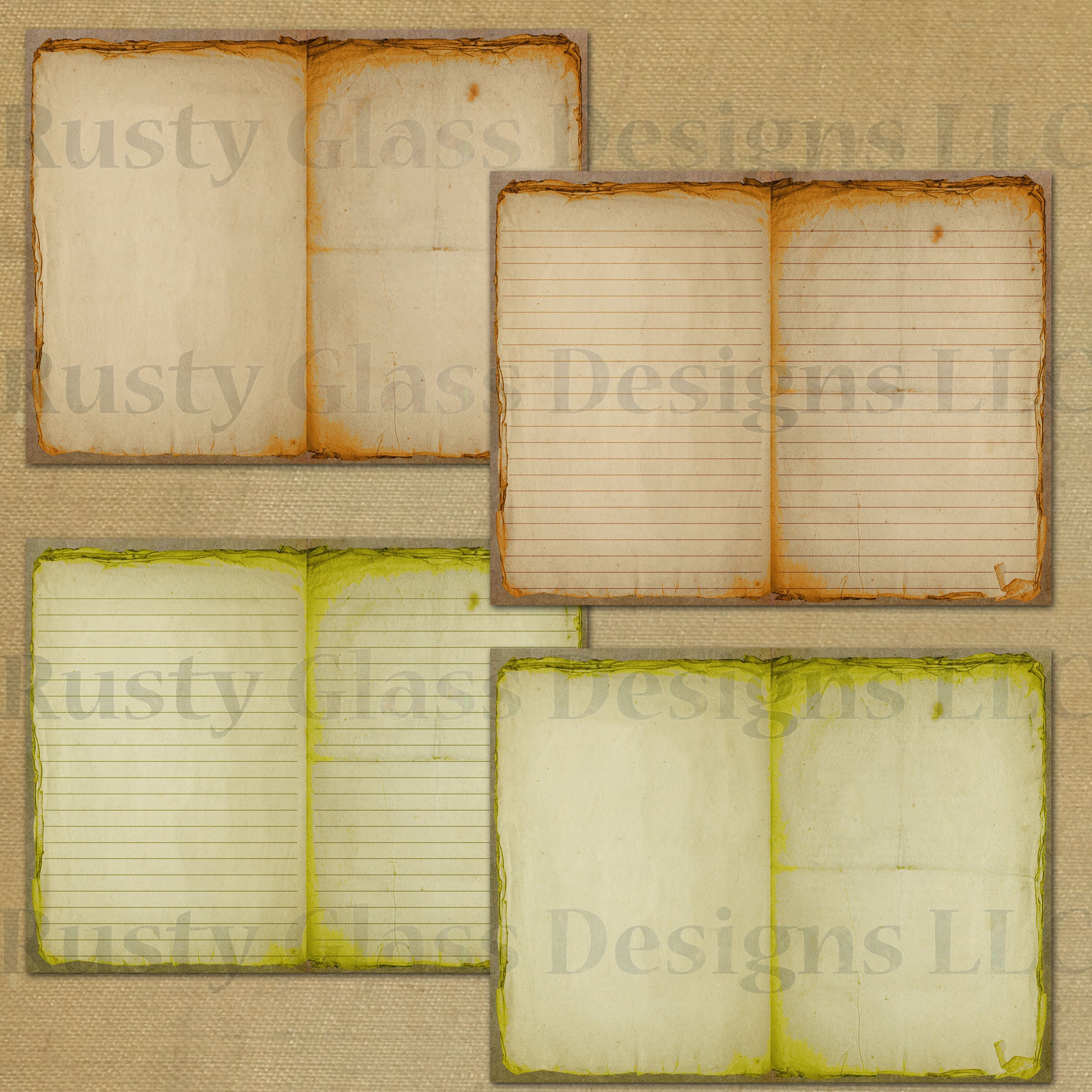 Layered Colored Edges Set 2 / Colorful Junk Journal Pages / Etsy