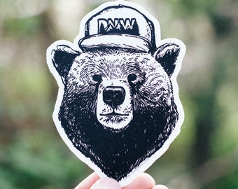 PNW Hat Bear Sticker