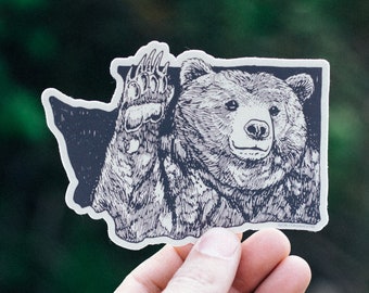 Washington Bear Wave Sticker