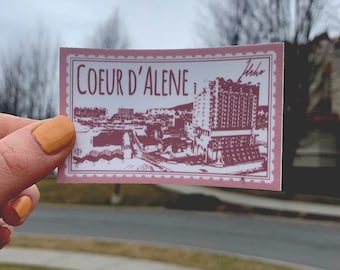 Coeur d'Alene Postage Stamp Sticker