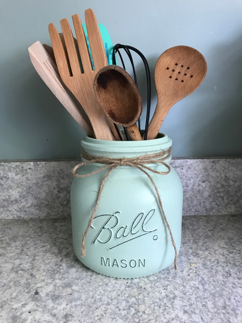Mason Jar Kitchen Utensil Holder Etsy
